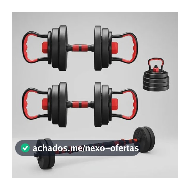 Kit Halteres 6 Em 1 Peso Musculação 15kg Ajustável Halter Preto-vermelho