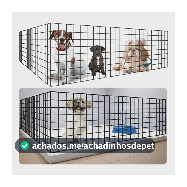 Cercado Pet Dobrável Bertelli para Cães e Gatos, Modular de Aço Preto com 6 Módulos de 40x40cm