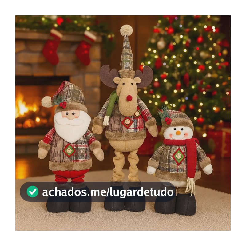 Kit 3 Papai Noel Retrátil Enfeite Natalino Grande Decoração Vermelho Sem Fonte De Alimentação