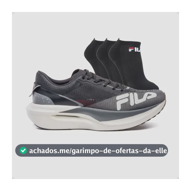 Tênis Fila Racer Carbon 3 Placa Carbono Corrida + Kit Meias Preto 37 Br
