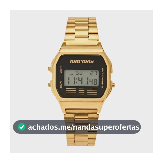 Relógio Feminino Vintage Mobj3808ab/4p Digital 5 Atm Mormaii Dourado Lcd Negativo