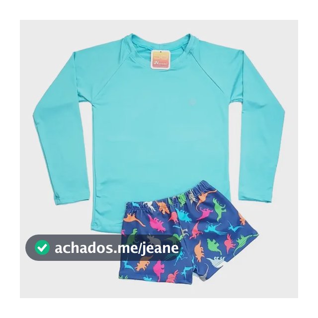 Kit Sunga + Blusa Proteção Solar Infantil Uv50 Menino Praia
