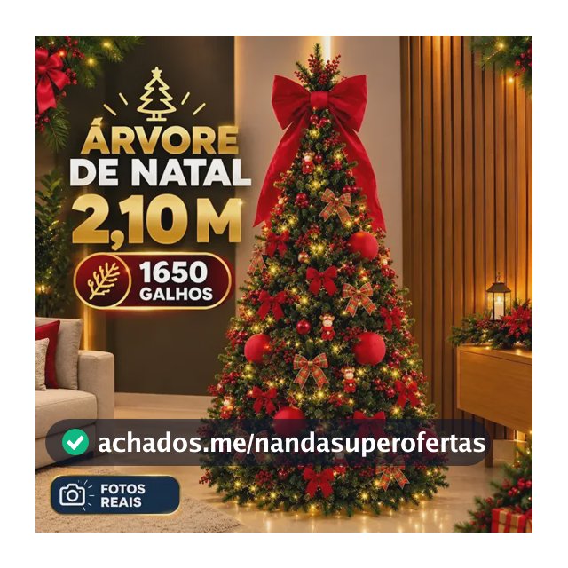 Árvore De Natal 2,10m Fácil Montagem 1675 Galhos Articulado Verde