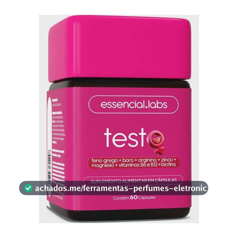 TESTO ESSENCIAL para MULHERES - Fórmula Exclusiva com Feno Grego + Boro + Arginina + ZMA + Biotina + Vitaminas B6 e B12 - 60 Cápsulas
