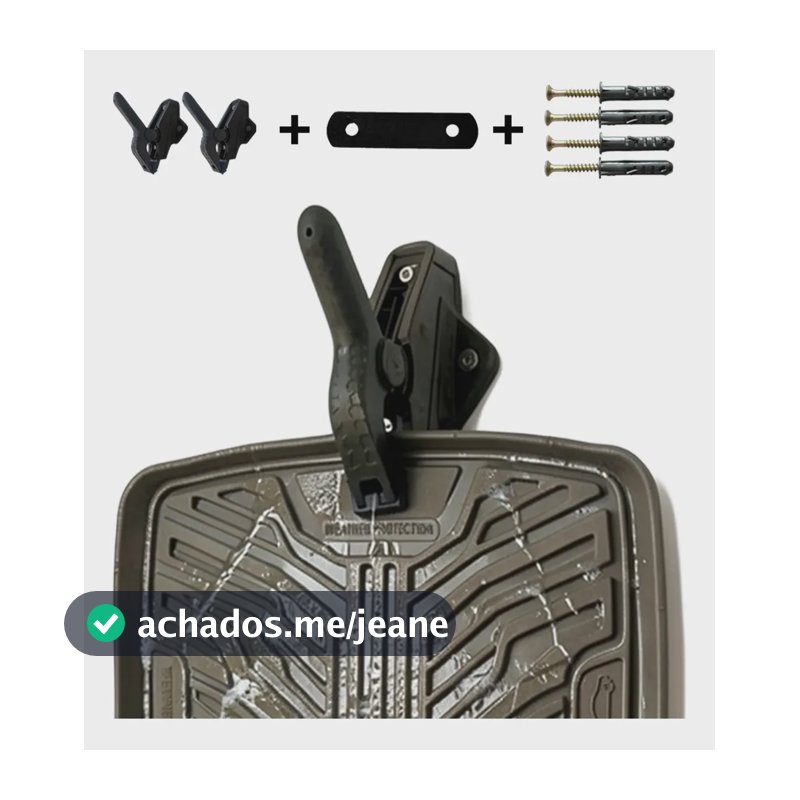 Grampo Suporte Tapete Automotivo Parede Kit 2 Lava Rápido Preto