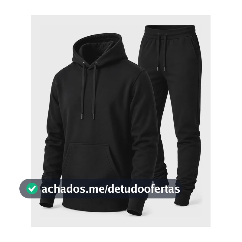 Conjunto Calça E Blusa De Moletom Liso Masculino Unissex M Preto