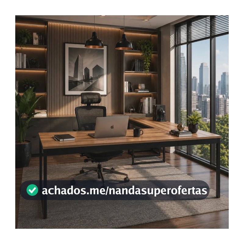 Mesa De Canto Em L Multifuncional Lamina Com Preto- Ideal Para Escritório Ou Home Office Compacta, Moderna E Perfeita Para Organização