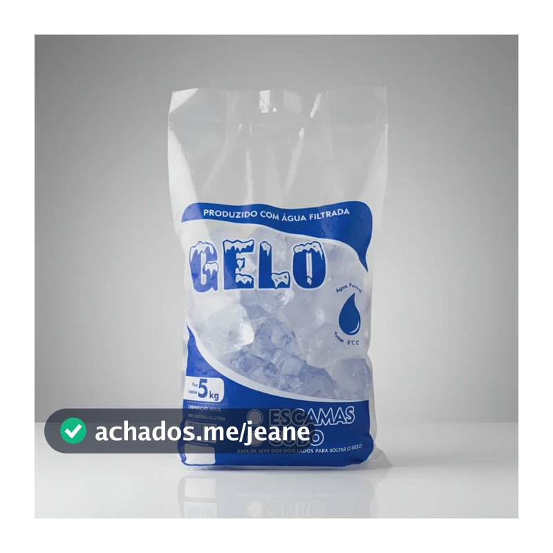 Saco Gelo Em Cubos/escamas Com Alça 5kg 32x57cm (50unids) Transparente