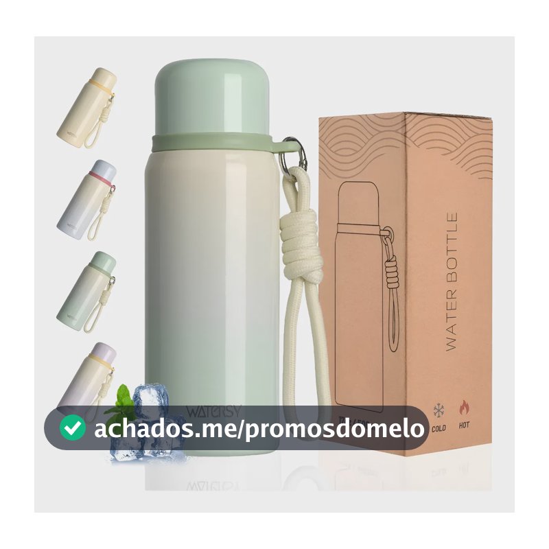 Garrafa Térmica Inox 500ml Parede Dupla Gelada 24h Com Alça Água