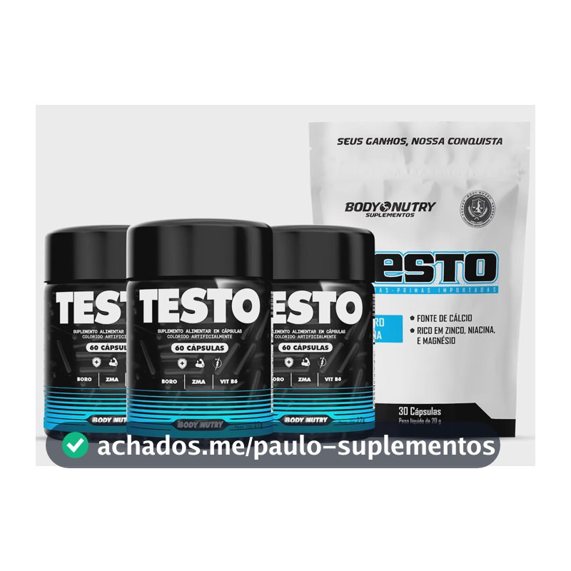 3x Testo 60 Cápsulas + 30 Cáps Sabor Without Flavor - Body Nutry