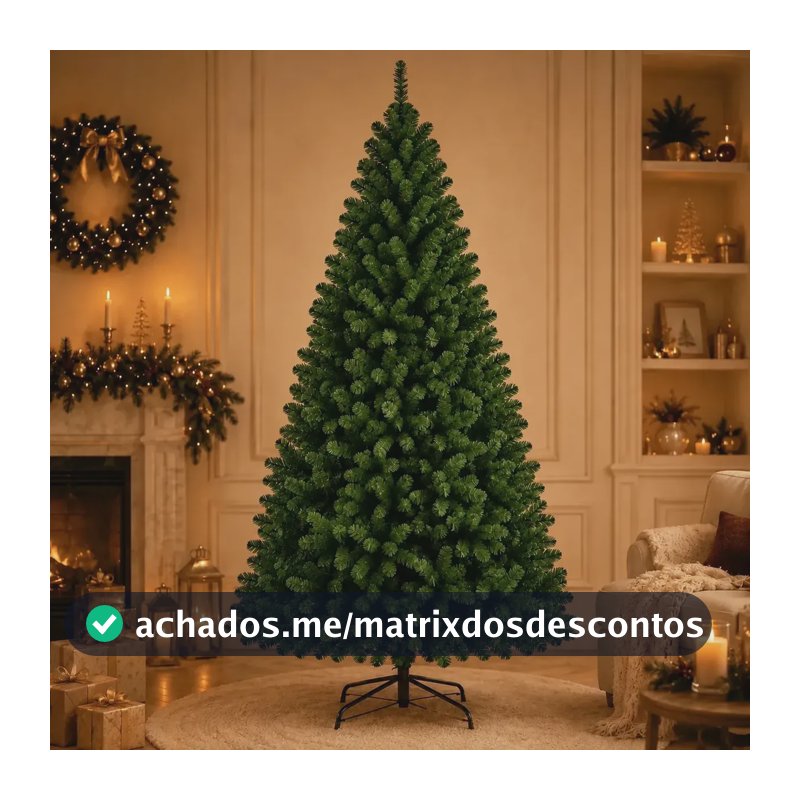 Árvore De Natal Grande 2,10 Metros Pinheiro Tradicional 1000 Galhos Cheia Verde Luxo