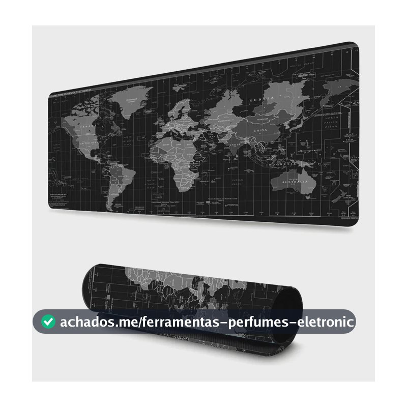 Mousepad Mapa Mundi Gamer 70x35cm Deskpad Notebook Eletroyou