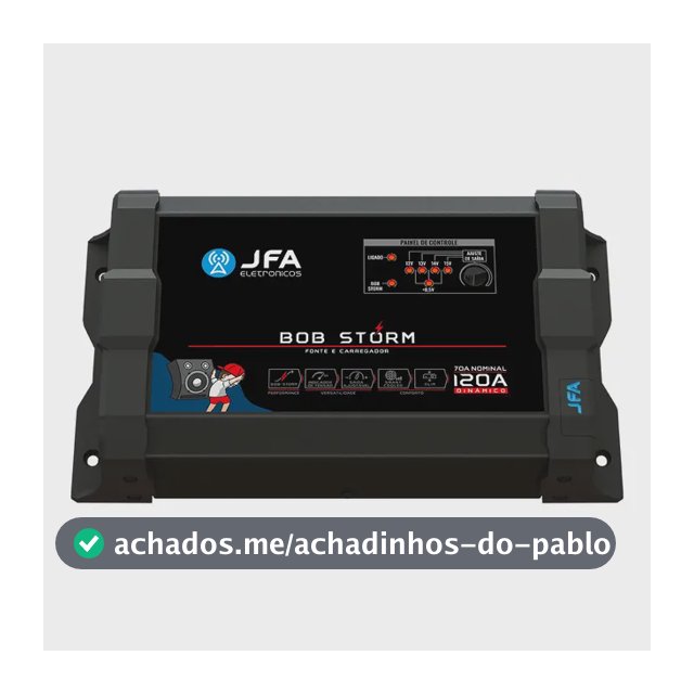 Fonte Carregador JFA Bob Storm 120A Bivolt Preto Projetos de Som