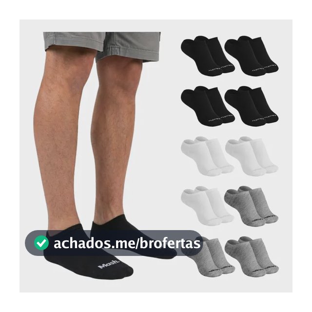 Kit 10 Pares Meia Invisível Soquete Algodão Confortável Mash