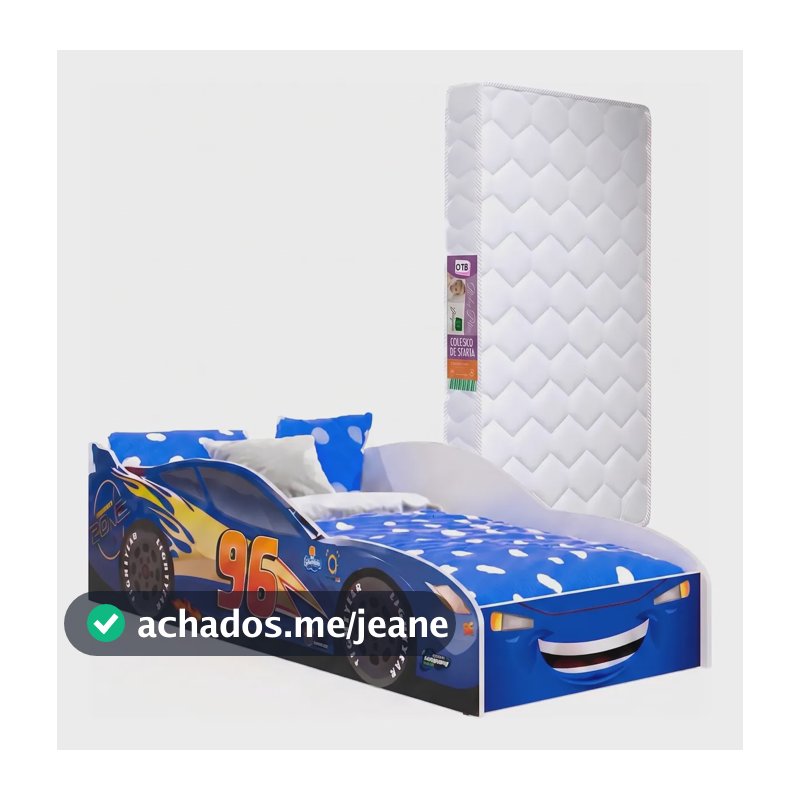 Mini Cama Infantil Carro Compacta Vermelha Com Colchão Azul Hot Wheels