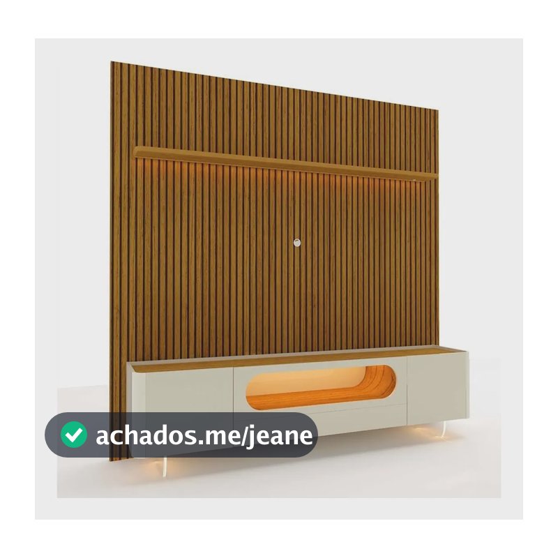 Rack com Painel Gelius Móveis para TV até 90" Naturale Off White