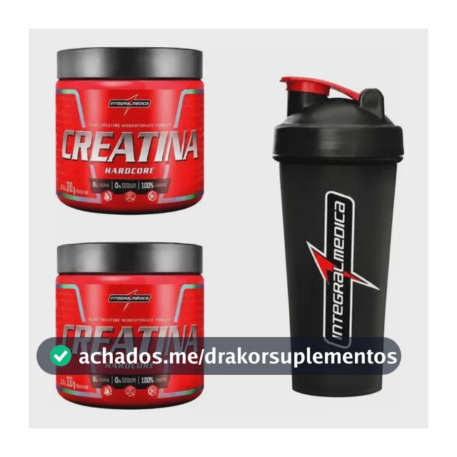 Kit 2 Creatina Integralmedica 300g + Coqueteleira 600ml Neutro
