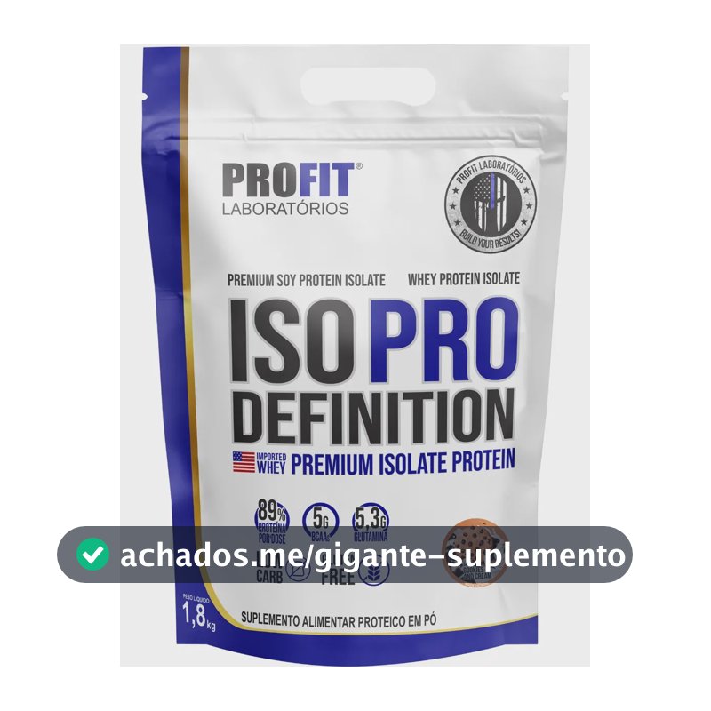 Iso Pro Definition Premium Isolate Protein Profit Refil 1.8kg Sabor Cookies And Cream