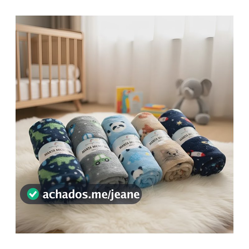 Kit 3 Mantas Bebê Cobertor Infantil Estampada  Menino Animais Colorido Masculino