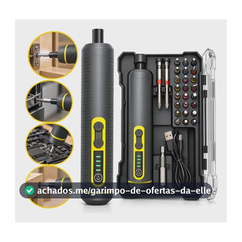 Kit Parafusadeira Chave Fenda Elétrica 30 Em 1 3,6 V 50/60hz