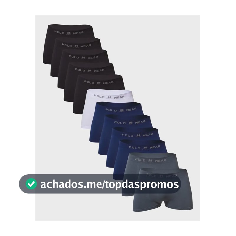 Kit 12 Cuecas Boxer Masculino Polo Wear Branco, Azul Marinho, Preto E Cinza Gg