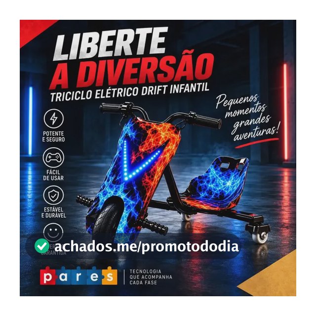 Patinete Elétrico Infantil Triciclo PARES Drift Bluetooth 3 Rodas Vermelho Diversão e Lazer + Kit de segurança
