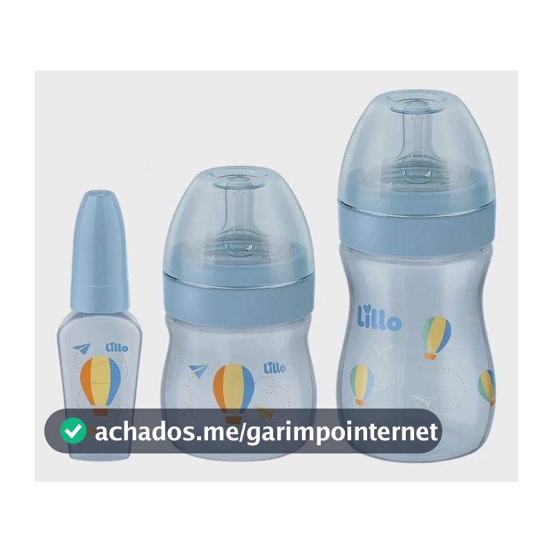 Kit Mamadeira Lillo Primeiros Passos 50/150/240ml Azul BPA Free
