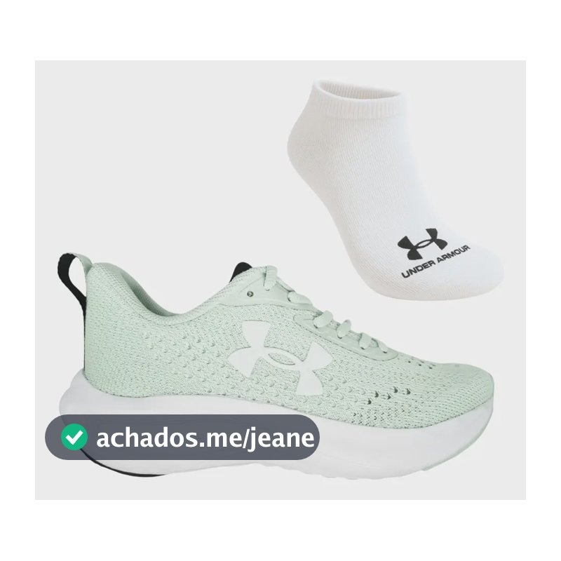 Kit Tênis Under Armour Charged Sunny Feminino E Meia Verde/branco Liso 40