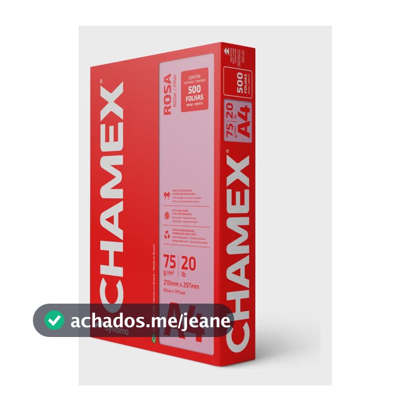 Papel Sulfite para Organização Rosa Chamex A4 75g 210x297mm - Pacote 500 Folhas Premium