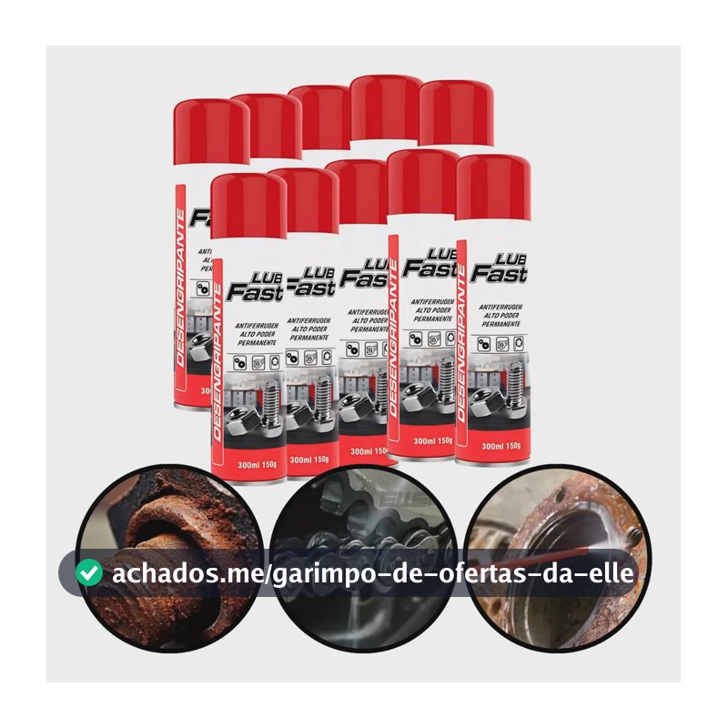 Lubrificante Desengripante Spray Lubfast 300ml Kit 10 Unid Multiuso