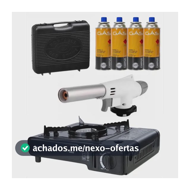 Kit Fogareiro Fogão Portátil Camping Pesca + Acessórios Bestfer Preto
