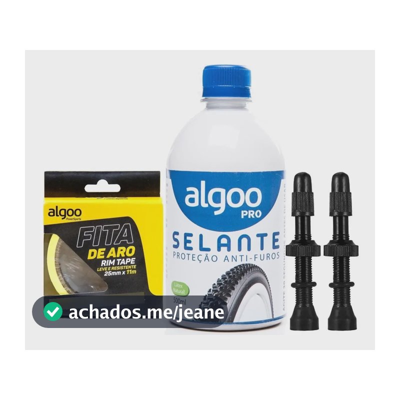 Kit Tubeless Algoo Líquido Selante 500ml + Válvulas + Fita
