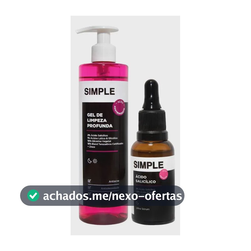 Kit Pele Acneica Gel Limpeza + Sérum Ácido Salicílico Simple