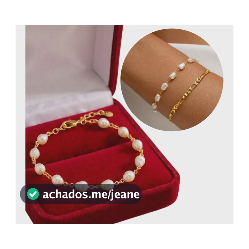 Pulseira Pérolas Naturais Barrocas Banhado C/garantia Dourado 6 Cm 21 Cm