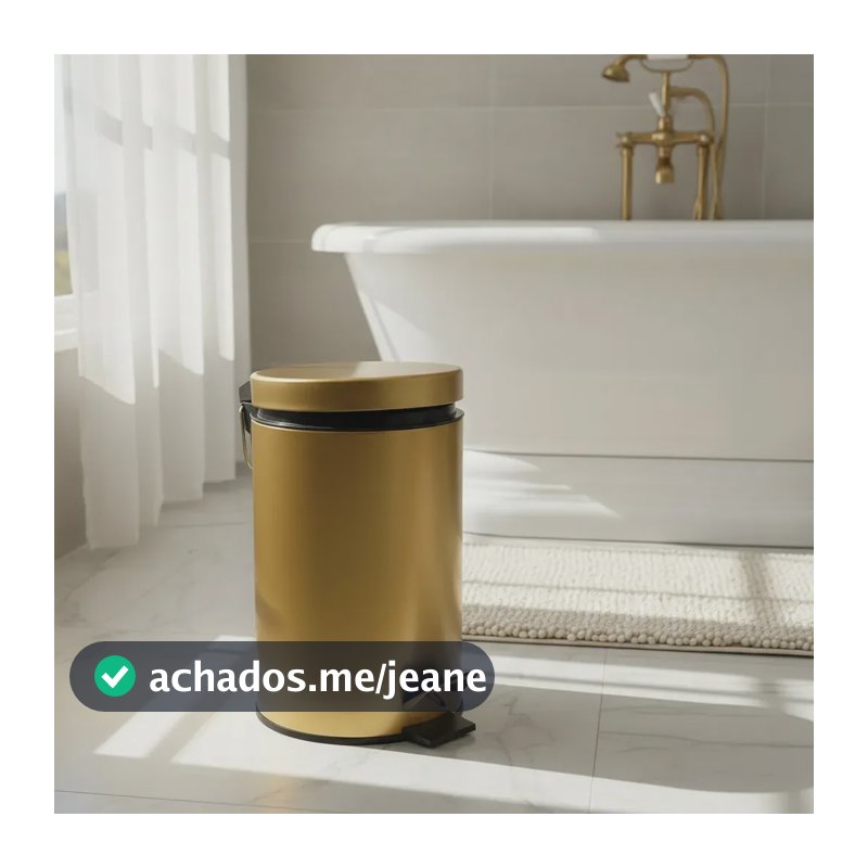 Lixeira Dourada Gold Inox C/ Pedal Banheiro Cozinha Lavabo Dourado