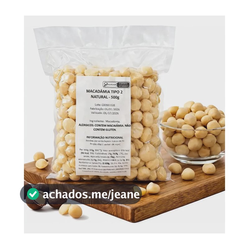 Macadâmia Natural Inteira Tipo 2 Graúda - 500g Premium