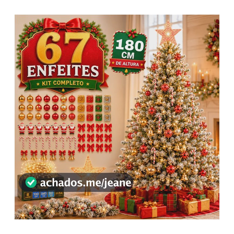 Árvore Natal Pinheiro 180cm Enfeitada Decorada Luxo Connect