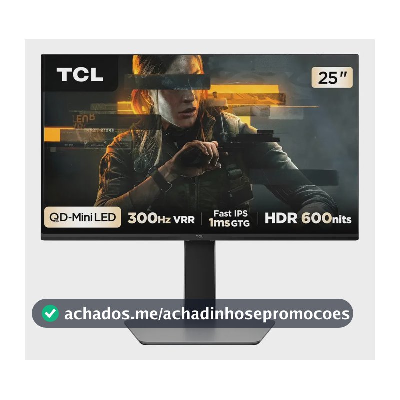 Monitor Gamer Tcl 25g64 25  Qd-mini Led 300hz Preto Preto