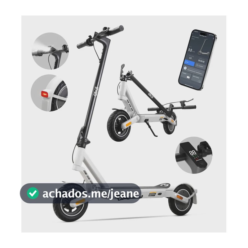 Gm5 P5 Patinete Elétrico Adulto, 500W De Potência Máxima 30 Km/h Velocidade, 3 Modos De Velocidade, Scooter Eletrica Dobrável Com Autonomia De 25 Km, Pneu 9 Polegadas e Aplicativo Bluetooth, Com Cinza