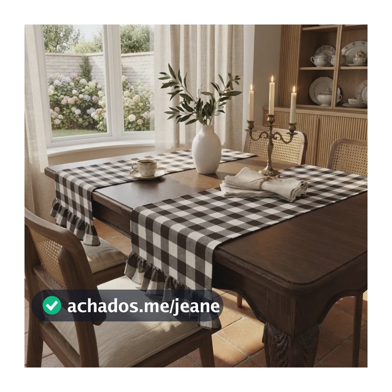 2 Caminhos Trilhos De Mesa Em Tecido Oxford Mesa Posta Café ( Marrom Escuro) Xadrez