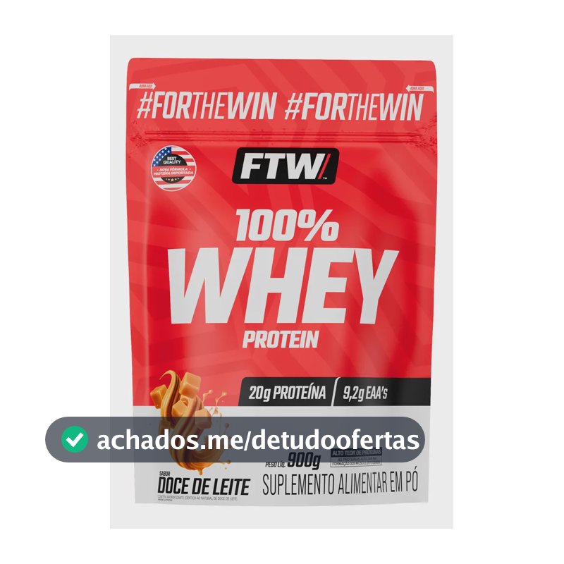Whey Protein 100% Concentrado Refil 900g Sabor Doce de Leite - FTW