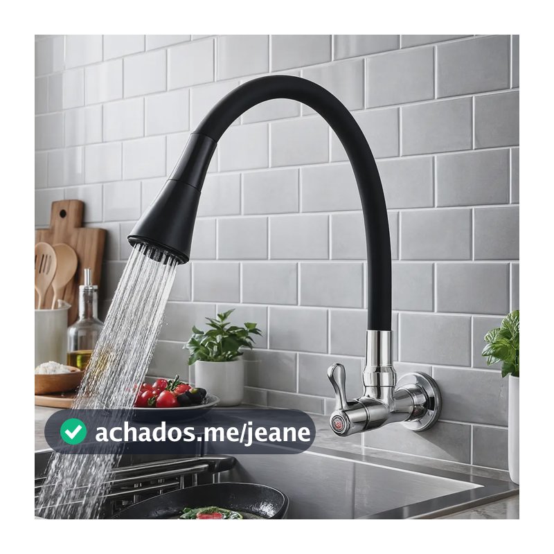 Torneira Gourmet Cozinha Pia Flexível Móvel 2 Jatos Parede Cor Preto