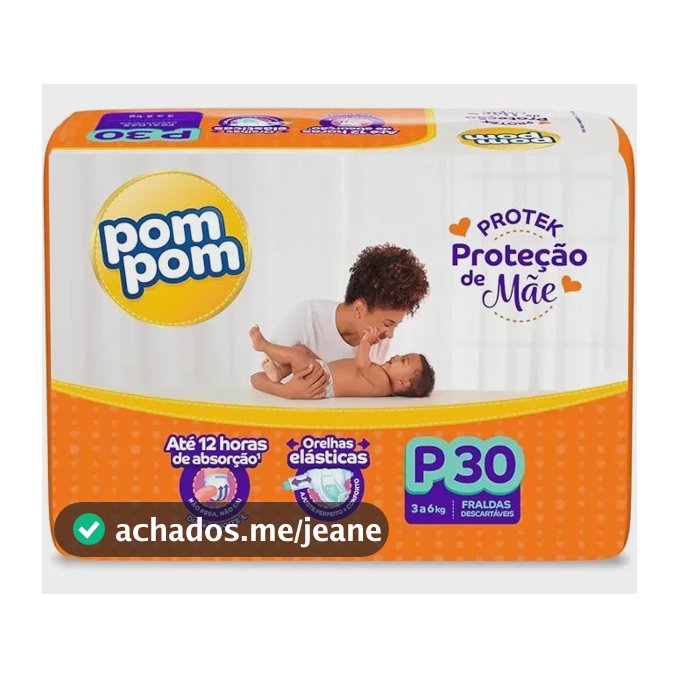 Fralda Pom Pom Protek P para Bebês de 3 a 6 kg