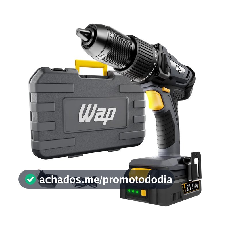 Parafusadeira E Furadeira De Impacto WAP K21 ID03 Sem Fio Com Maleta Organizadora Bivolt