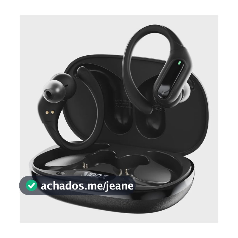 Fone De Ouvido Sem Fio Bluetooth 6.0 Impermeável Com Gancho Preto
