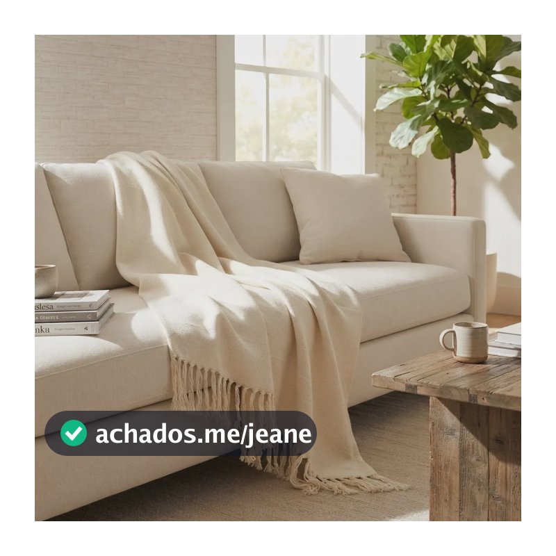 Manta Para Sofá Gigante Decorativa Protetora 2,40x1,80 Cru