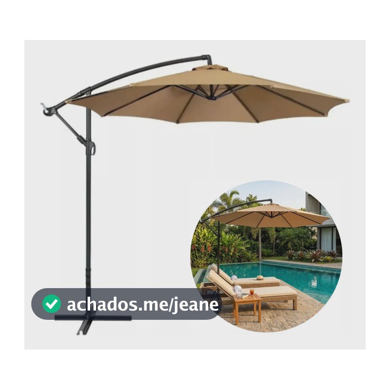 Ombrelone Guarda Sol 3m De Piscina E Jardim Modelo Lateral Marrom