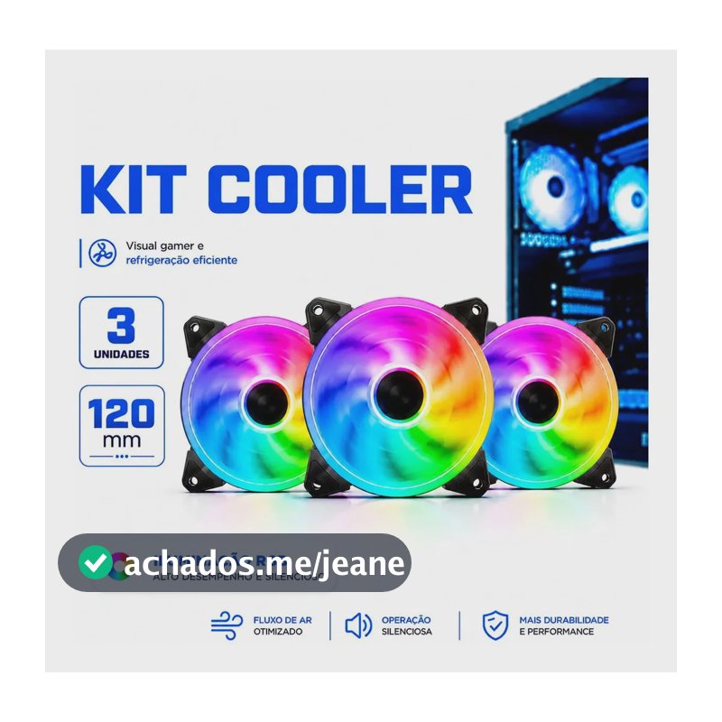 Kit 3 Coolers Ventoinha 120mm X 120mm Fans Rgb Pc Gamer