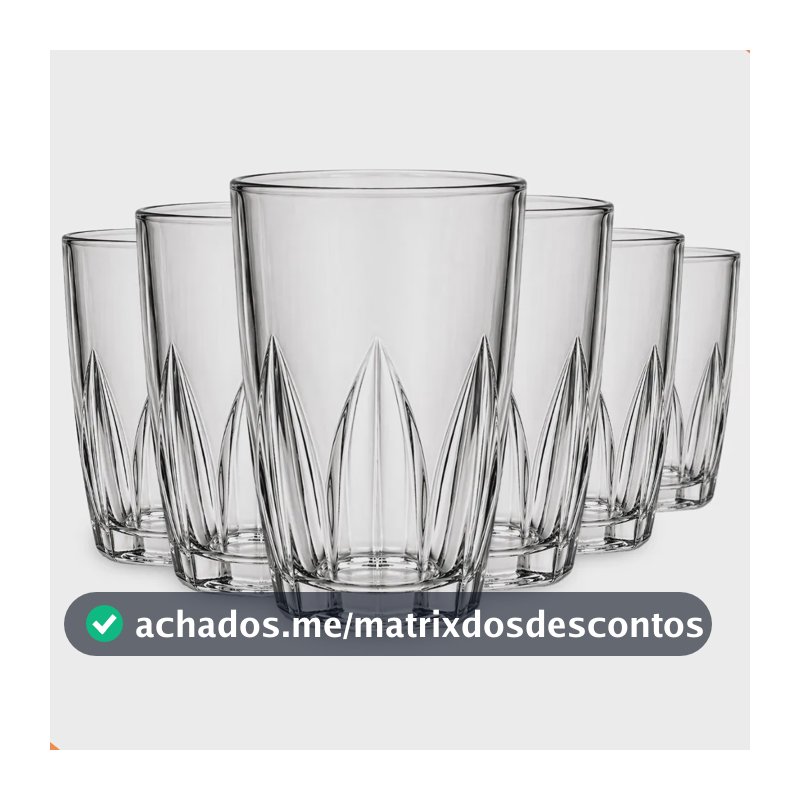 Jogo De 6 Copos 240ml Em Vidro Para Água Suco E Refrigerante 6 Peças