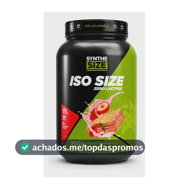 Iso Size Zero Lactose 900g Whey Isolado - Synthesize Sabor Wafer Morango